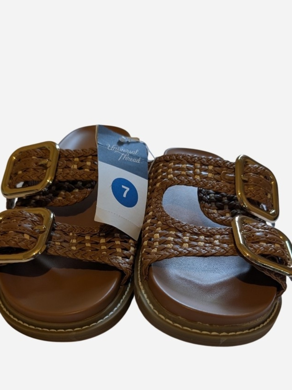 Universal Thread Braided Double-Buckle Sandals in Brown - Picture 1 of 7